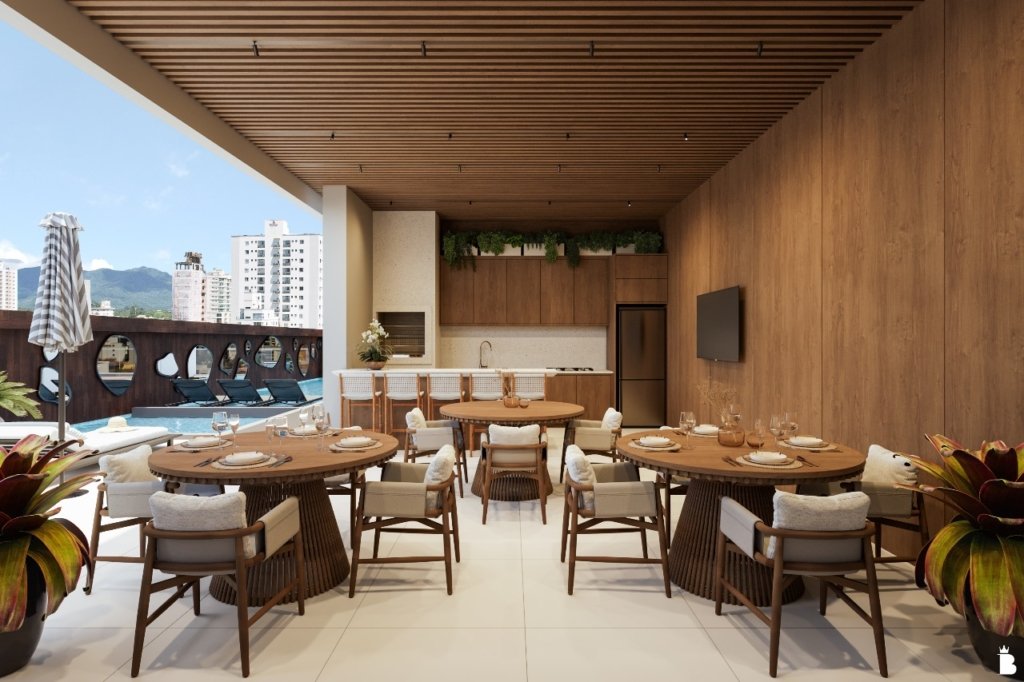 Área da piscina do Porto Frade Residence, com design moderno, espreguiçadeiras e vista para a natureza, ideal para relaxar com conforto e sofisticação.
