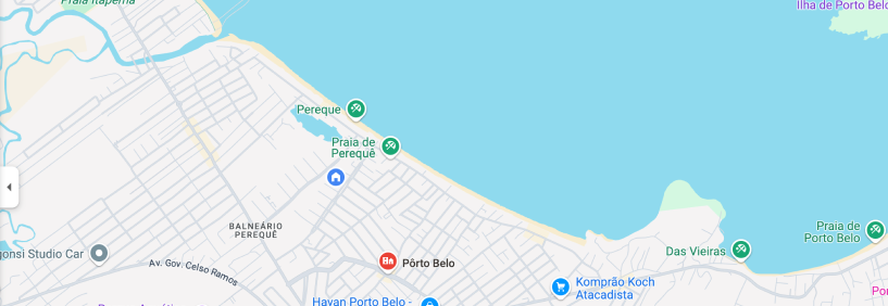 Mapa de Porto Belo destacando sua localização estratégica no litoral catarinense, um dos destinos mais procurados por turistas e investidores.