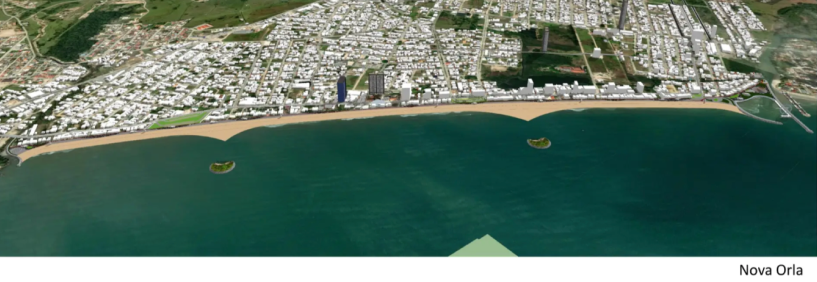 Imagem mostrando a nova orla de balneário perequê que ja está em construção